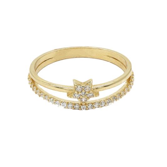Inel Aur 14k Stea cu Pietre Albe - Bijuteria Cleopatra
