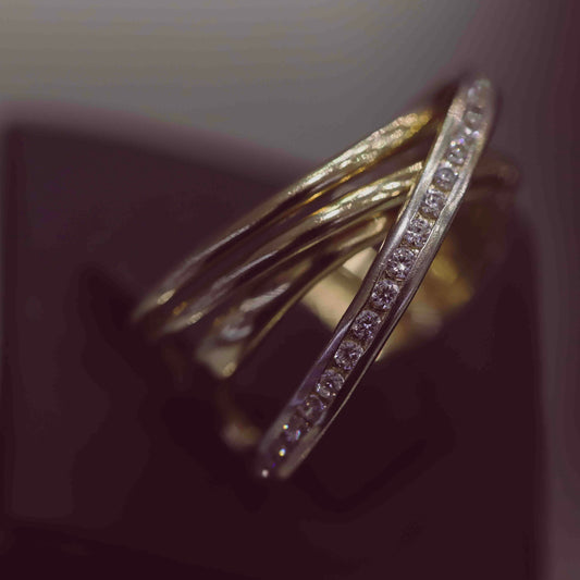Inel Aur 14k X cu Pietre Zirconia Albe - Bijuteria Cleopatra