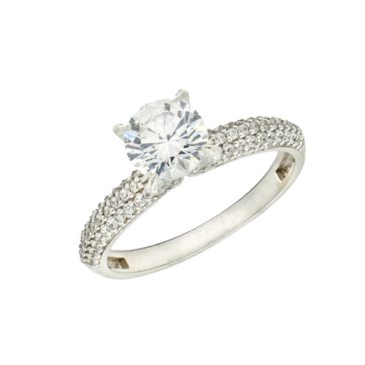 Inel Aur Alb 14k cu Pietre Albe - Bijuteria Cleopatra