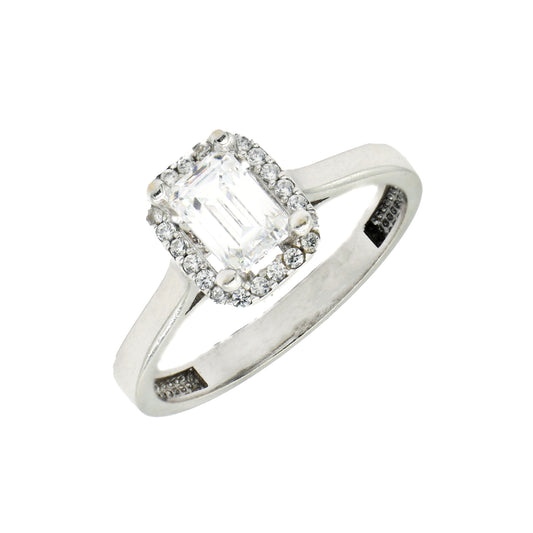 Inel Aur Alb 14k cu Pietre Albe - Bijuteria Cleopatra