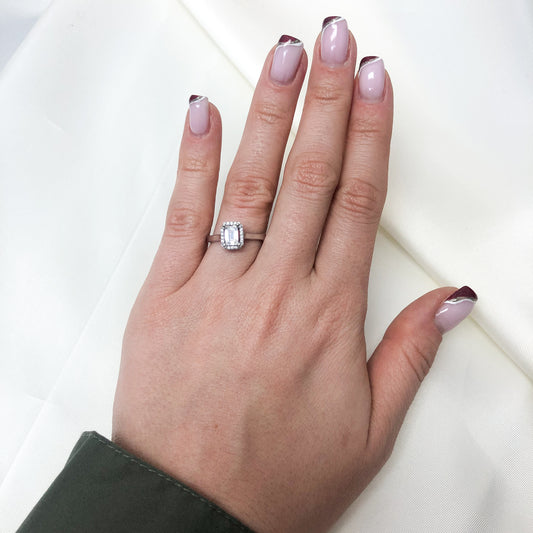 Inel Aur Alb 14k cu Pietre Albe - Bijuteria Cleopatra