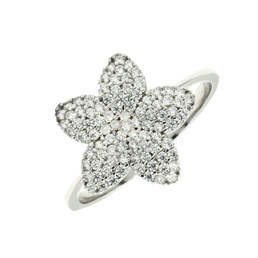 Inel Aur Alb 14k Floare cu Pietre Zirconia - Bijuteria Cleopatra