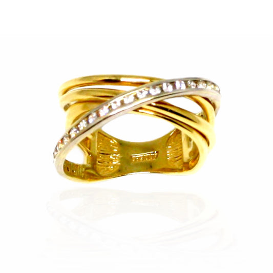 Inel Aur 14k X cu Pietre Zirconia Albe - Bijuteria Cleopatra