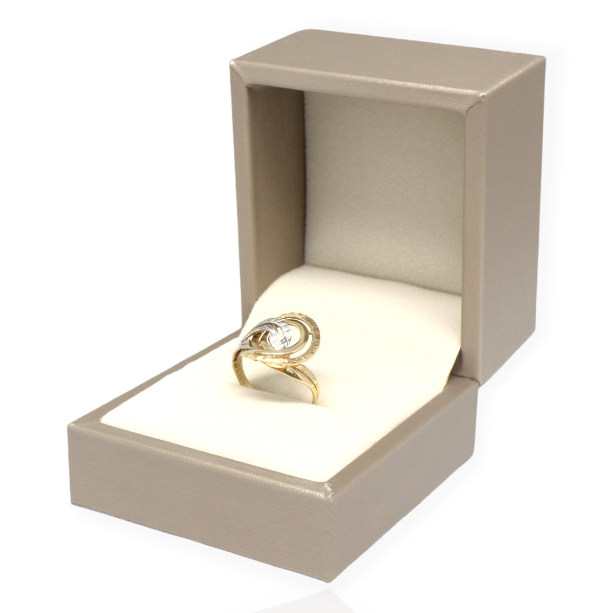 Inel Aur Galben si Aur Alb 14K Spirale - Bijuteria Cleopatra