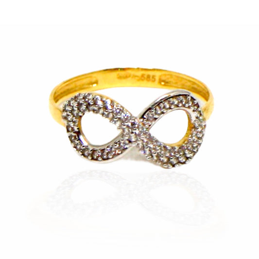 Inel Aur 14k Infinit cu Pietre Zirconia Albe - Bijuteria Cleopatra