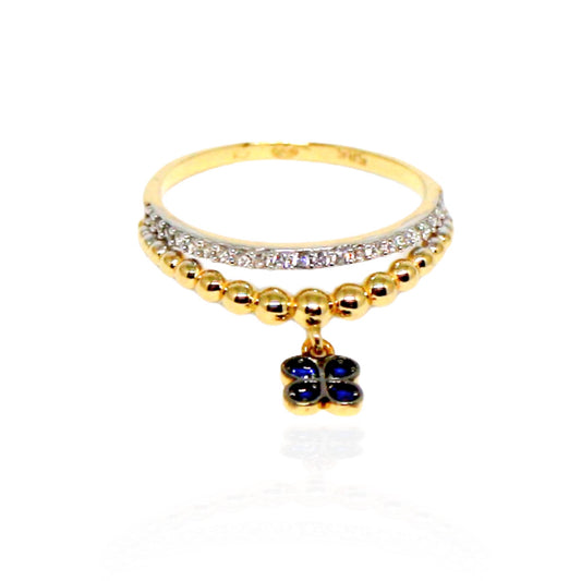 Inel Aur 14k Dublu cu Pietre Zirconia si Fluture - Bijuteria Cleopatra