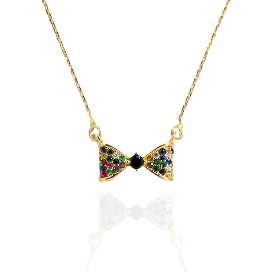 Lant Aur 14k Model Fundita cu Pietricele Multicolore - Bijuteria Cleopatra