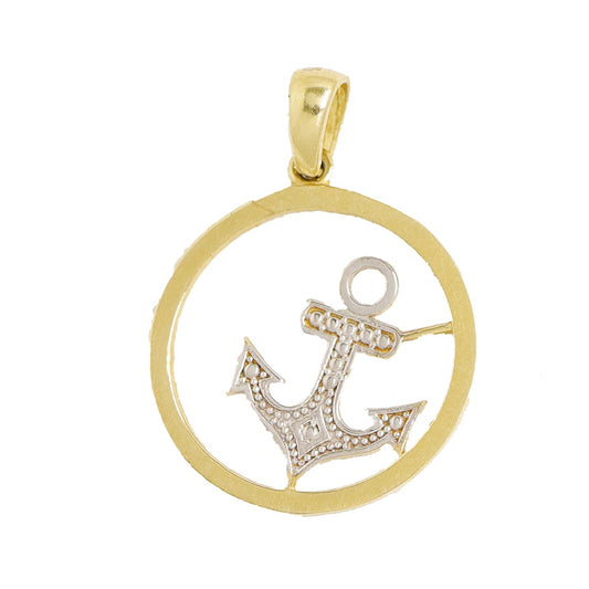 Pandantiv Aur 14K Ancora in Cerc - Bijuteria Cleopatra