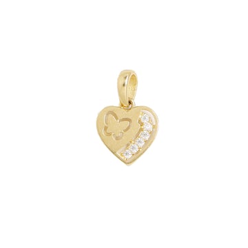 Pandantiv Aur 14k Inima cu Fluture - Bijuteria Cleopatra