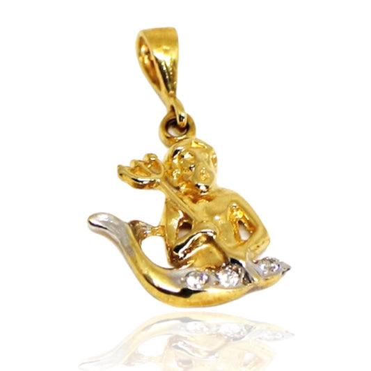 Pandantiv Zodia Pesti Aur 14k Galben si Alb cu Pietre Zirconia Albe - Bijuteria Cleopatra