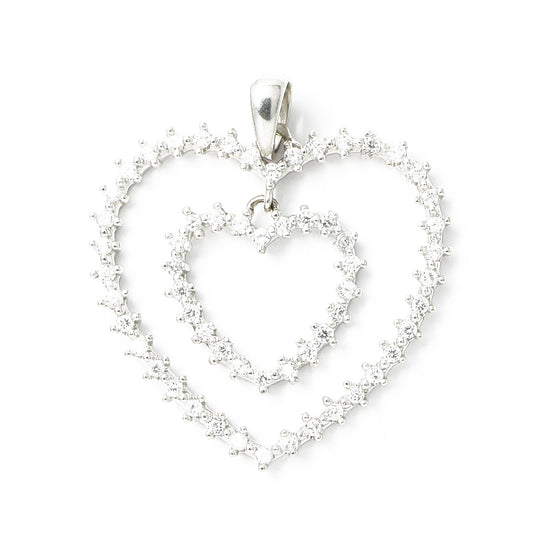 Pandantiv Aur Alb 14k Inimi - Bijuteria Cleopatra