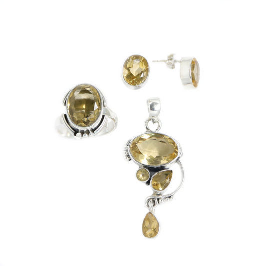 Set Argint Citrin - Bijuteria Cleopatra